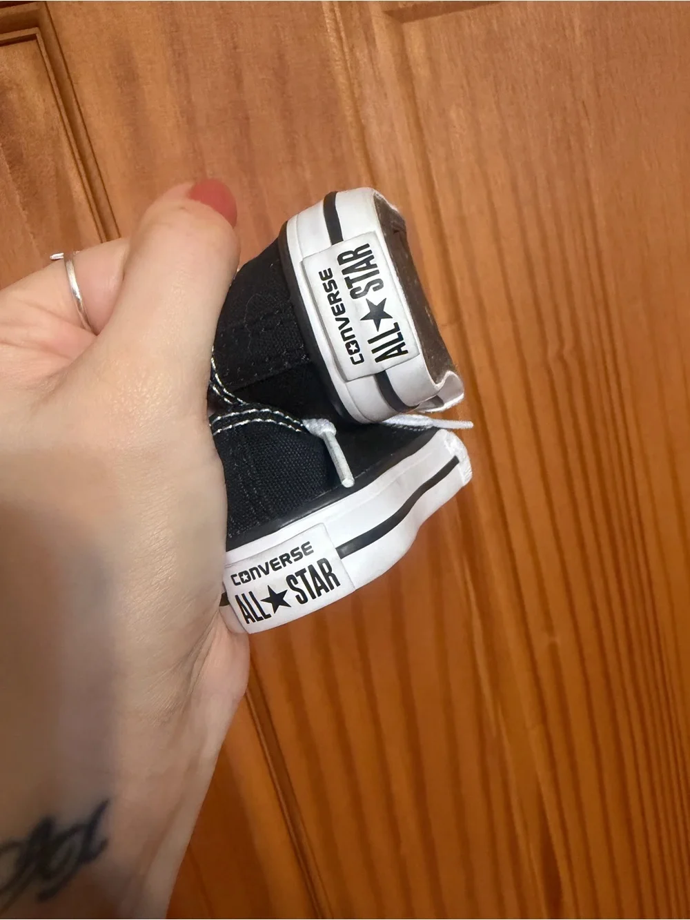 Baby Black Converse All Star Shoes 2c